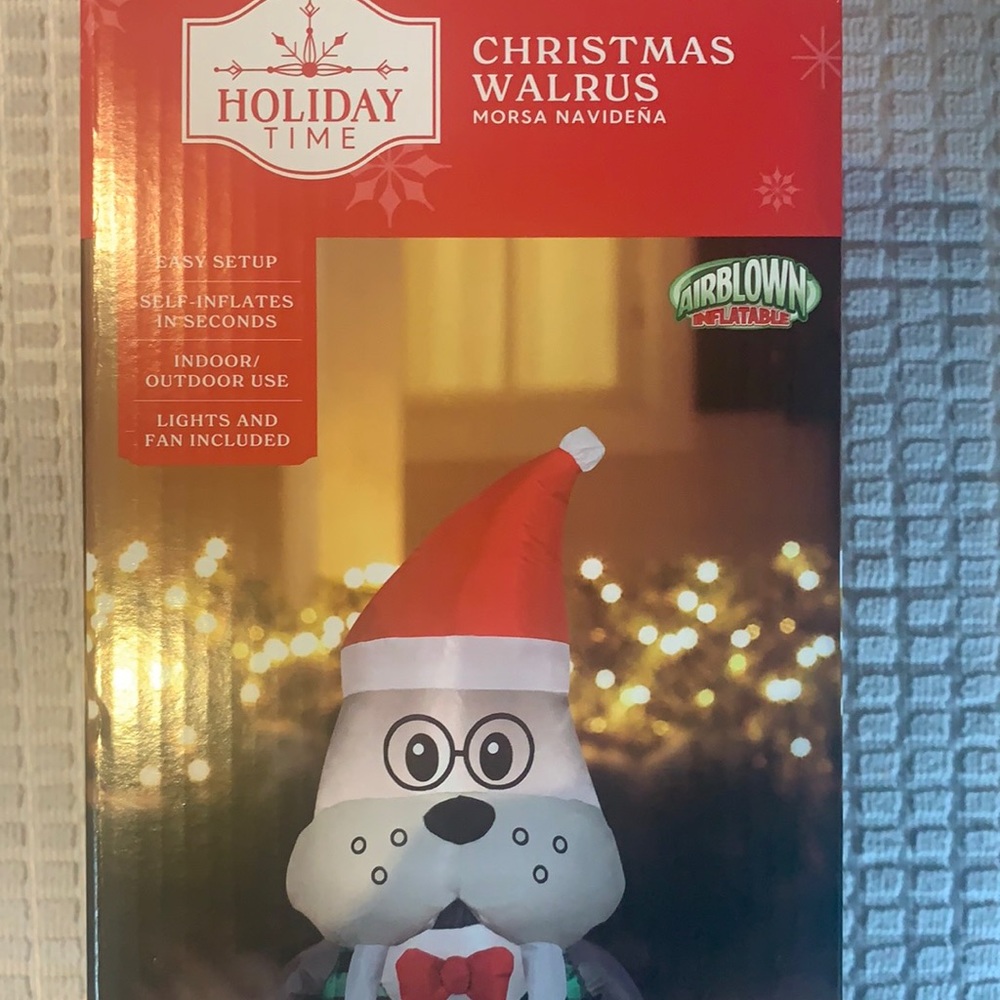 Holiday Time Christmas Walrus Airblown Inflatable 3.5 Feet Tall.